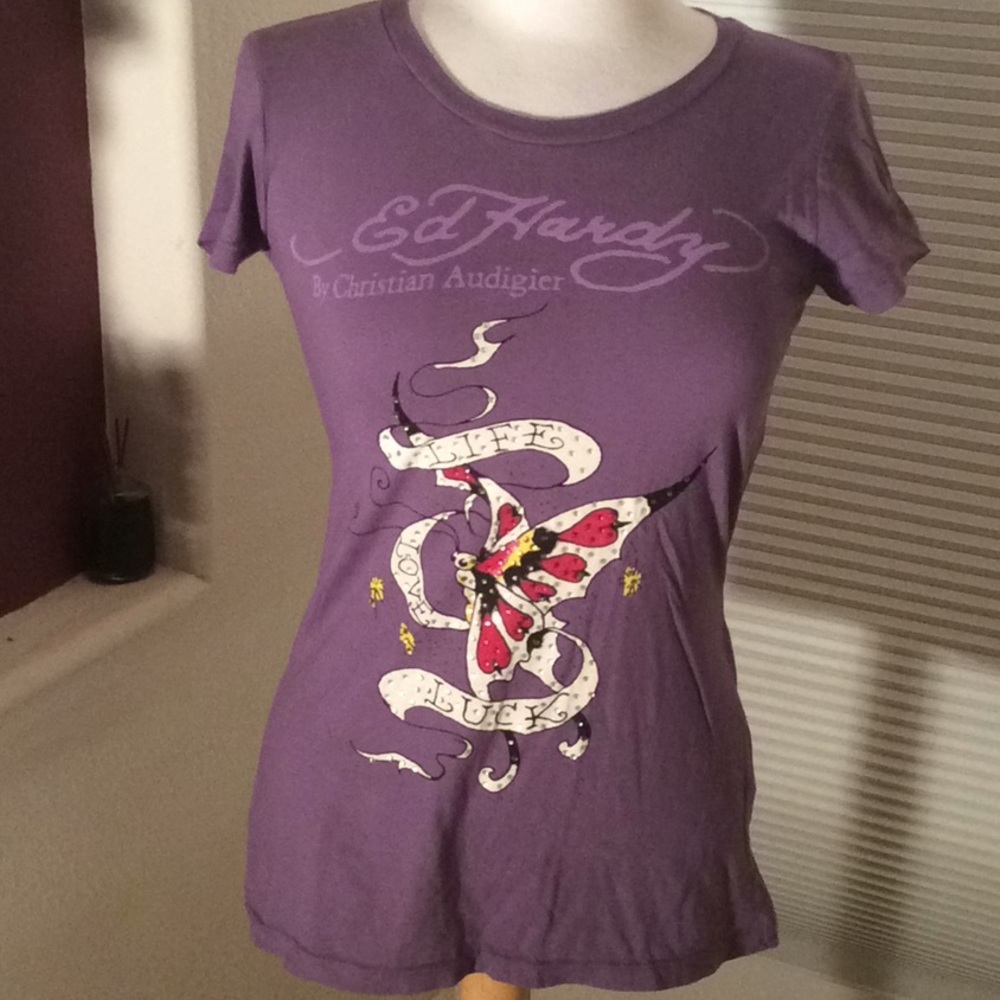Ed Hardy by Christian Audigier embellished tee